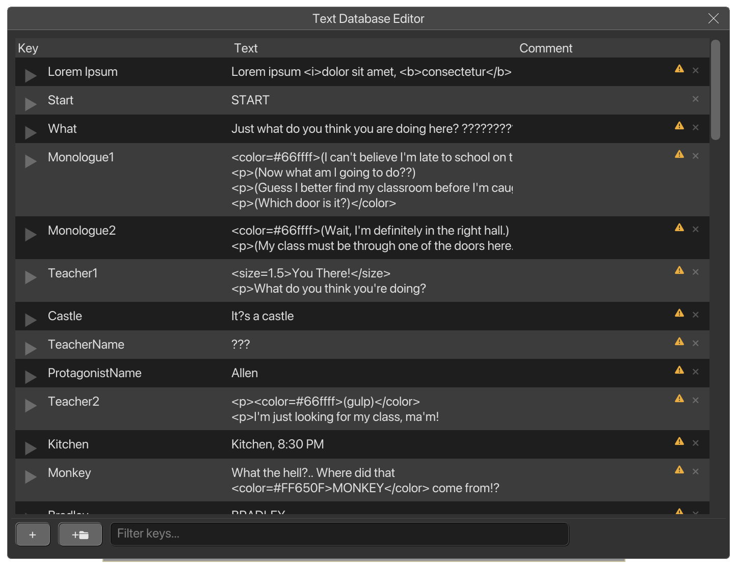 Editing the Text Database